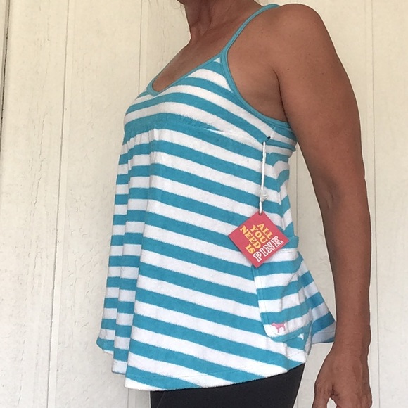 PINK VICTORIAS SECRET UNIVERSITY OF PINK COLLECTION TERRYCLOTH STRIPED T… - Picture 4 of 11